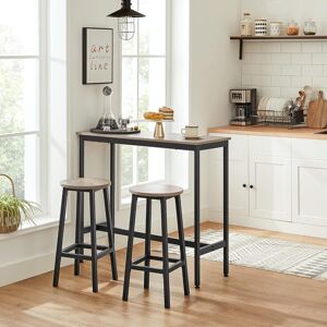 VASAGLE Set of 2 Kitchen Bar Stools with Footrest & Metal Frame in Fawn Fawn VASAGLE Set of 2 Kitchen Bar Stools with Footrest & Metal Frame in Fawn Fawn