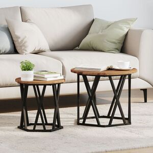 Berkfield Home Nesting Side Tables (Set of 2) - Rustic Wood Look, Made of Engineered Wood in Brown Brown Berkfield Home Nesting Side Tables (Set of 2) - Rustic Wood Look, Made of Engineered Wood in Brown Brown