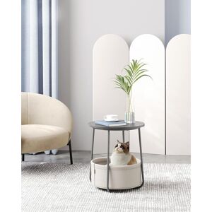 VASAGLE Round End Table Fabric Basket Spacious Modern Bedside Living Room in Mid Grey Mid Grey VASAGLE Round End Table Fabric Basket Spacious Modern Bedside Living Room in Mid Grey Mid Grey
