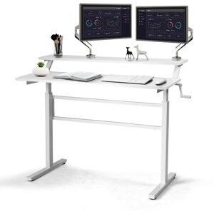 Costway 2-Tier Standing Computer Desk Sit to Stand Workstation Ergonomic Computer Table in White White Costway 2-Tier Standing Computer Desk Sit to Stand Workstation Ergonomic Computer Table in White White