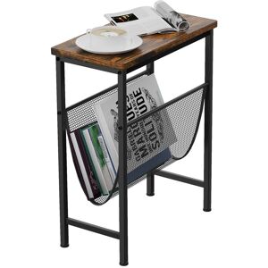 Costway Industrial Sofa Side Table Coffee Snack Table w/ Shelf in Brown Brown Costway Industrial Sofa Side Table Coffee Snack Table w/ Shelf in Brown Brown