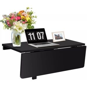 Costway Wall Mounted Table Folding Drop-Leaf Laptop Desk Space Saving Hanging in Black Black Costway Wall Mounted Table Folding Drop-Leaf Laptop Desk Space Saving Hanging in Black Black