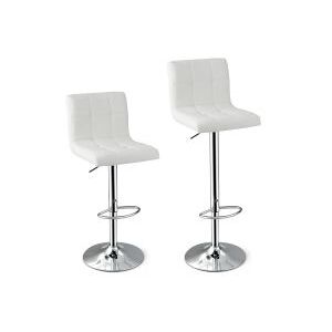Costway Set of 2 Bar Stool PU Leather Armless Dining Chairs 360 Swivel & Height Adjustable Seat in White White Costway Set of 2 Bar Stool PU Leather Armless Dining Chairs 360 Swivel & Height Adjustable Seat in White White