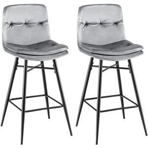 Costway Set of 2 Bar Stools Velvet Counter Height Chair Upholstered High Dining Chairs in Grey Grey Costway Set of 2 Bar Stools Velvet Counter Height Chair Upholstered High Dining Chairs in Grey Grey