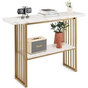 Costway 2-tier Console Table White Faux Marble Sofa Table Modern Entryway Hallway Narrow Table Multicolor Costway 2-tier Console Table White Faux Marble Sofa Table Modern Entryway Hallway Narrow Table Multicolor