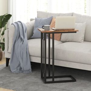 Costway C-Shaped Sofa Side Table Narrow Snack Table End Table in Brown Brown Costway C-Shaped Sofa Side Table Narrow Snack Table End Table in Brown Brown