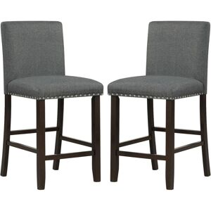 Costway Set of 2 Bar Stools Upholstered Bar Chairs Pub Stool Chair Kitchen Dining Chair in Grey Grey Costway Set of 2 Bar Stools Upholstered Bar Chairs Pub Stool Chair Kitchen Dining Chair in Grey Grey