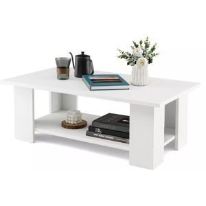 Costway 2-tier Modern Coffee Table Center Cocktail Table Wooden Accent Table in White White Costway 2-tier Modern Coffee Table Center Cocktail Table Wooden Accent Table in White White