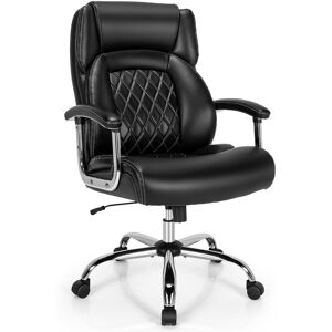 Costway PU Leather Office Chair Padded Modern Executive Chair Ergonomic Computer Desk in Black Black Costway PU Leather Office Chair Padded Modern Executive Chair Ergonomic Computer Desk in Black Black