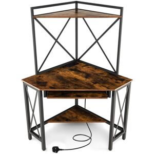 Costway Corner Writing Desk Home Office Space Saving Computer Desk with Keysboard Tray in Dark Brown Dark Brown Costway Corner Writing Desk Home Office Space Saving Computer Desk with Keysboard Tray in Dark Brown Dark Brown