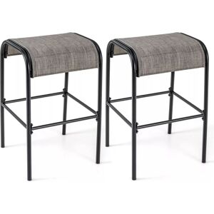 Costway Patio Bar Stools Set of 2 76 cm Outdoor Metal Bar Height Bistro Stools in Brown Brown Costway Patio Bar Stools Set of 2 76 cm Outdoor Metal Bar Height Bistro Stools in Brown Brown