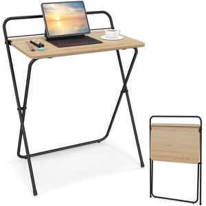 Costway Folding Computer Desk Compact Home Office Writing Desk Versatile Study Desk in Natural Natural Costway Folding Computer Desk Compact Home Office Writing Desk Versatile Study Desk in Natural Natural