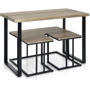 Costway 4PCS Industrial Dining Table & Chair Set Kitchen Furniture Table Bench 2 Stools in Grey Grey Costway 4PCS Industrial Dining Table & Chair Set Kitchen Furniture Table Bench 2 Stools in Grey Grey