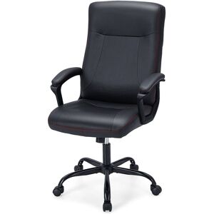 Costway Upholstered Executive Office Chair Ergonomic Computer Desk Chair Swivel Task Chair in Black Black Costway Upholstered Executive Office Chair Ergonomic Computer Desk Chair Swivel Task Chair in Black Black