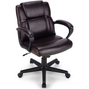 Costway Modern Mid Back Office Chair Swivel Chair w/ Wheels Computer Desk Chair in Dark Brown Dark Brown Costway Modern Mid Back Office Chair Swivel Chair w/ Wheels Computer Desk Chair in Dark Brown Dark Brown