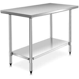 Costway Stainless Steel Rolling Work Table Commercial Catering Table Kitchen Prep Table in Silver Silver Costway Stainless Steel Rolling Work Table Commercial Catering Table Kitchen Prep Table in Silver Silver