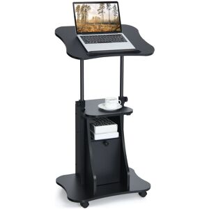 Costway Mobile Laptop Table Height Adjustable Sit Stand Computer Desk Presentation Cart in Black Black Costway Mobile Laptop Table Height Adjustable Sit Stand Computer Desk Presentation Cart in Black Black