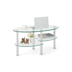 Costway 3-Tire Modern Oval Tea Table Smooth Glass Coffee Table Sofa End Side Table in Clear Clear Costway 3-Tire Modern Oval Tea Table Smooth Glass Coffee Table Sofa End Side Table in Clear Clear