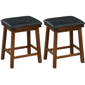 Costway 2Pcs 62cm Bar Stools PU Leather Padded Upholstered Counter Height Chair Backless Multicolor Costway 2Pcs 62cm Bar Stools PU Leather Padded Upholstered Counter Height Chair Backless Multicolor