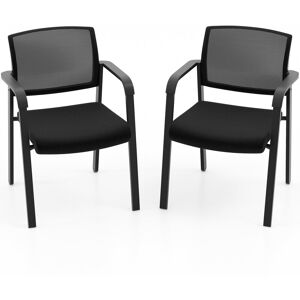 Costway Set of 2 Meeting Waiting Room Office Chairs Stackable Office Guest Mesh Chairs in Black Black Costway Set of 2 Meeting Waiting Room Office Chairs Stackable Office Guest Mesh Chairs in Black Black