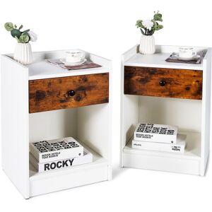 Costway Set of 2 Nightstand Modern Sofa Side Table Bedroom End Table Cabinet W/ Drawer in White White Costway Set of 2 Nightstand Modern Sofa Side Table Bedroom End Table Cabinet W/ Drawer in White White