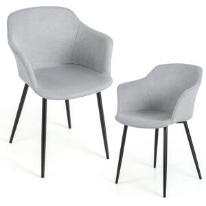 Costway Set of 2 Dining Chairs Upholstered Armless Accent Chair With Ergonomic Backrest in Off-White Off-White Costway Set of 2 Dining Chairs Upholstered Armless Accent Chair With Ergonomic Backrest in Off-White Off-White