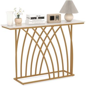 Costway Modern Console Table Faux Marble Narrow Entryway Hallway Table Accent Desk 120cm in White White Costway Modern Console Table Faux Marble Narrow Entryway Hallway Table Accent Desk 120cm in White White