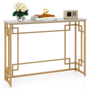 Costway Modern Console Table Faux Marble Narrow Entryway Hallway Table Accent Desk 110cm in White White Costway Modern Console Table Faux Marble Narrow Entryway Hallway Table Accent Desk 110cm in White White
