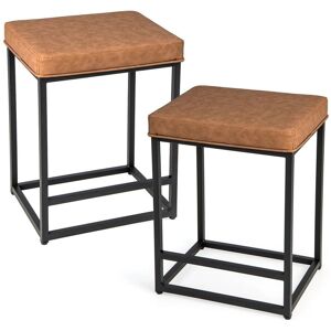Costway Set of 2 Bar Stools Dining Counter Height Chair Modern Upholstered Pub Stools in Brown Brown Costway Set of 2 Bar Stools Dining Counter Height Chair Modern Upholstered Pub Stools in Brown Brown