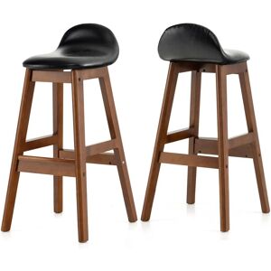 Costway Set of 2 Bar Stools Dining Counter Height Chair Upholstered Padded Seat & Back in Brown Brown Costway Set of 2 Bar Stools Dining Counter Height Chair Upholstered Padded Seat & Back in Brown Brown