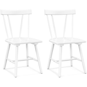 Costway Set of 2 Windsor Dining Chairs Wooden Side Chair Armless Chairs W/ Ergonomic Back in White White Costway Set of 2 Windsor Dining Chairs Wooden Side Chair Armless Chairs W/ Ergonomic Back in White White
