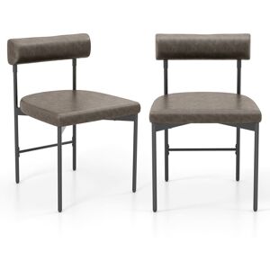 Costway Dining Chair Set of 2 Faux Leather Upholstered Kitchen Side Chair in Grey Grey Costway Dining Chair Set of 2 Faux Leather Upholstered Kitchen Side Chair in Grey Grey