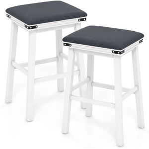 Costway Set of 2 Bar Stools 76cm PU Leather Padded Counter Height Backless Chair in Brown Brown Costway Set of 2 Bar Stools 76cm PU Leather Padded Counter Height Backless Chair in Brown Brown