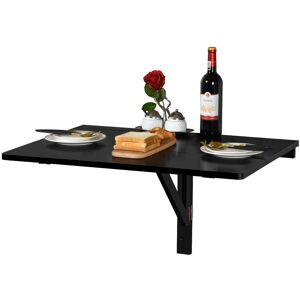 Costway Wall-mounted Drop-leaf Table Folding Floating Laptop Desk Space Saving Hanging in Black Black Costway Wall-mounted Drop-leaf Table Folding Floating Laptop Desk Space Saving Hanging in Black Black