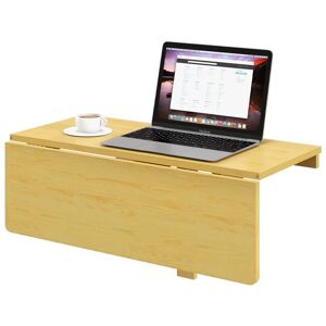 Costway Wall-mounted Drop-leaf Table Folding Floating Laptop Desk Space Saving Hanging in Natural Natural Costway Wall-mounted Drop-leaf Table Folding Floating Laptop Desk Space Saving Hanging in Natural Natural