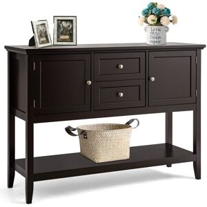 Costway Console Sofa Table Narrow Entryway Table W/ 2 Drawers & 2 Cabinets in Brown Brown Costway Console Sofa Table Narrow Entryway Table W/ 2 Drawers & 2 Cabinets in Brown Brown