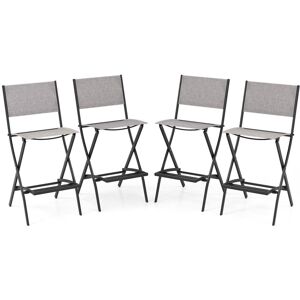 Costway Outdoor Bar Chair Set of 4 Folding Bar Height Stool w/Footrest in Grey Grey Costway Outdoor Bar Chair Set of 4 Folding Bar Height Stool w/Footrest in Grey Grey