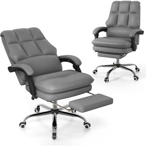 Costway Ergonomic Office Chair PU Leather Computer Chair w/Swivel Seat in Grey Grey Costway Ergonomic Office Chair PU Leather Computer Chair w/Swivel Seat in Grey Grey