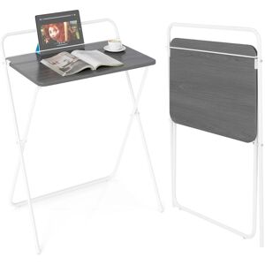 Costway 60CM Folding Computer Desk Compact Home Office Writing Desk in Grey Grey Costway 60CM Folding Computer Desk Compact Home Office Writing Desk in Grey Grey