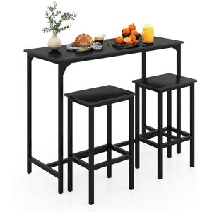 Costway 3-Piece Dining Table Set 47.5" Counter-Height Kitchen Table in Black Black Costway 3-Piece Dining Table Set 47.5" Counter-Height Kitchen Table in Black Black