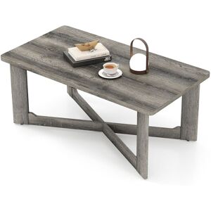 Costway Coffee Table Rectangle Center Table Accent Tea Table in Grey Grey Costway Coffee Table Rectangle Center Table Accent Tea Table in Grey Grey