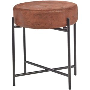 EONLION Brown Faux Leather Stool, Round Padded Seat with Metal Legs Brown EONLION Brown Faux Leather Stool, Round Padded Seat with Metal Legs Brown
