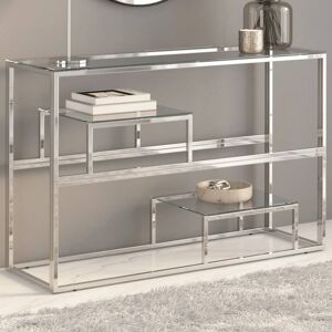 Berkfield Home Console Table Silver Stainless Steel & Tempered Glass Silver Berkfield Home Console Table Silver Stainless Steel & Tempered Glass Silver