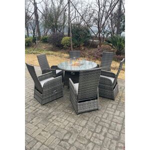Fimous PE Rattan Gas Fire Pit Round Table Gas Heater Table & Adjustable Chair Set 6 Seat in Dark Grey Dark Grey Fimous PE Rattan Gas Fire Pit Round Table Gas Heater Table & Adjustable Chair Set 6 Seat in Dark Grey Dark Grey