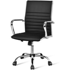 Costway Executive Office Chair Ergonomic High Back PU Leather Swivel Computer Desk Chair in Black Black Costway Executive Office Chair Ergonomic High Back PU Leather Swivel Computer Desk Chair in Black Black