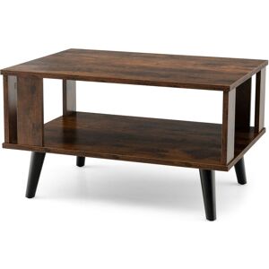 Costway Industrial Coffee Table 2-Tier Wooden Center Table Small Side Table Living Room in Brown Brown Costway Industrial Coffee Table 2-Tier Wooden Center Table Small Side Table Living Room in Brown Brown