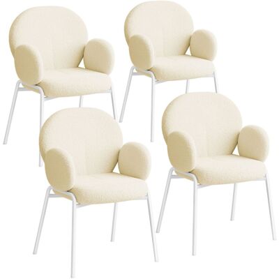 TECTAKE Crème Scandinavian Bouclé Armchair - Chairs TECTAKE Crème Scandinavian Bouclé Armchair - Chairs