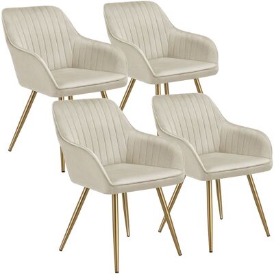 tectake Dining Chair Marilyn Set Of 4 - Cream/Gold in Cream Size: 4 Pack Cream 4 Pack tectake Dining Chair Marilyn Set Of 4 - Cream/Gold in Cream Size: 4 Pack Cream 4 Pack