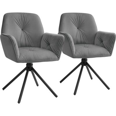 Tectake Lenia Swivel Armchair - Velvet Anthracite/Black - 2 pcs Tectake Lenia Swivel Armchair - Velvet Anthracite/Black - 2 pcs