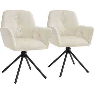 Tectake Lenia Armchair - Velvet Creme/Black, 2 pcs Tectake Lenia Armchair - Velvet Creme/Black, 2 pcs